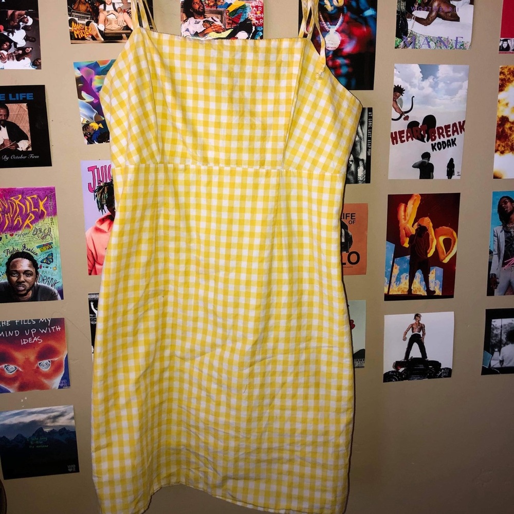 Plaid Yellow White Sundress